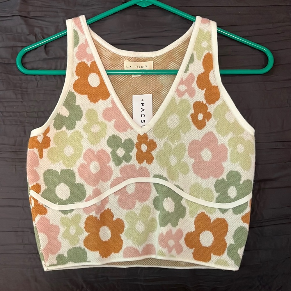 PacSun floral sweater tank top blouse